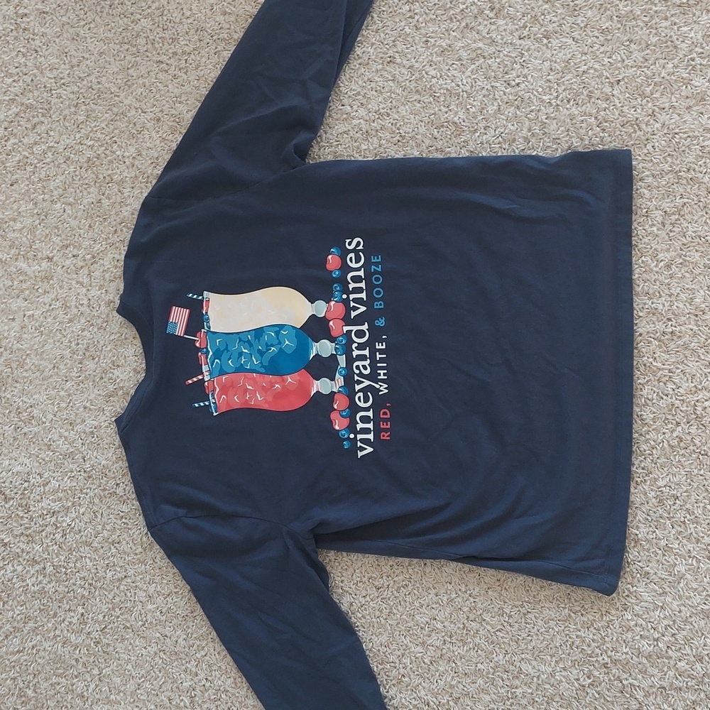 MEN'S VINEYARD VINES LONG SLEEVE TEE RED WHITE AND BOOZE